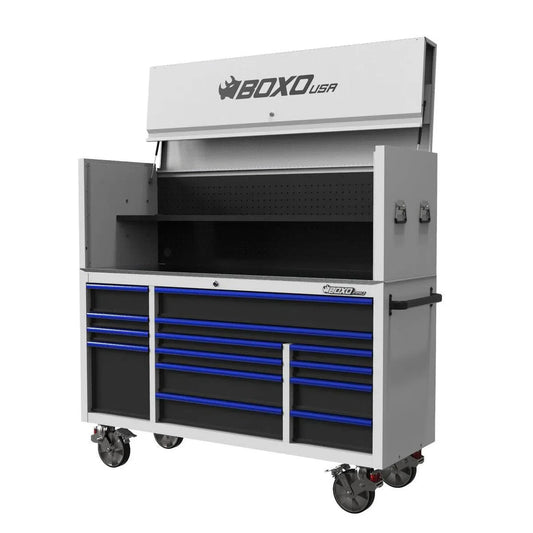 BoxoUSA Pro Series 72" 14-Drawer Garage Top Rolling Tool Box – White