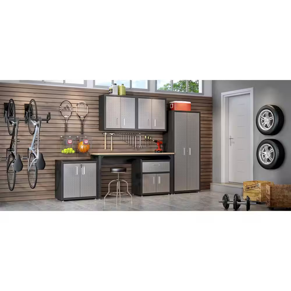 Fortress Metal 2-Shelf Wall Mounted Garage Cabinet in Gray (30 In. W X 30.3 In. H X 12.5 In. D)