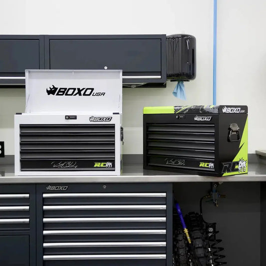 BoxoUSA Ricky Carmichael Limited Edition 5-Drawer MotoBox – 103-Piece Metric Motorcycle Tool Set