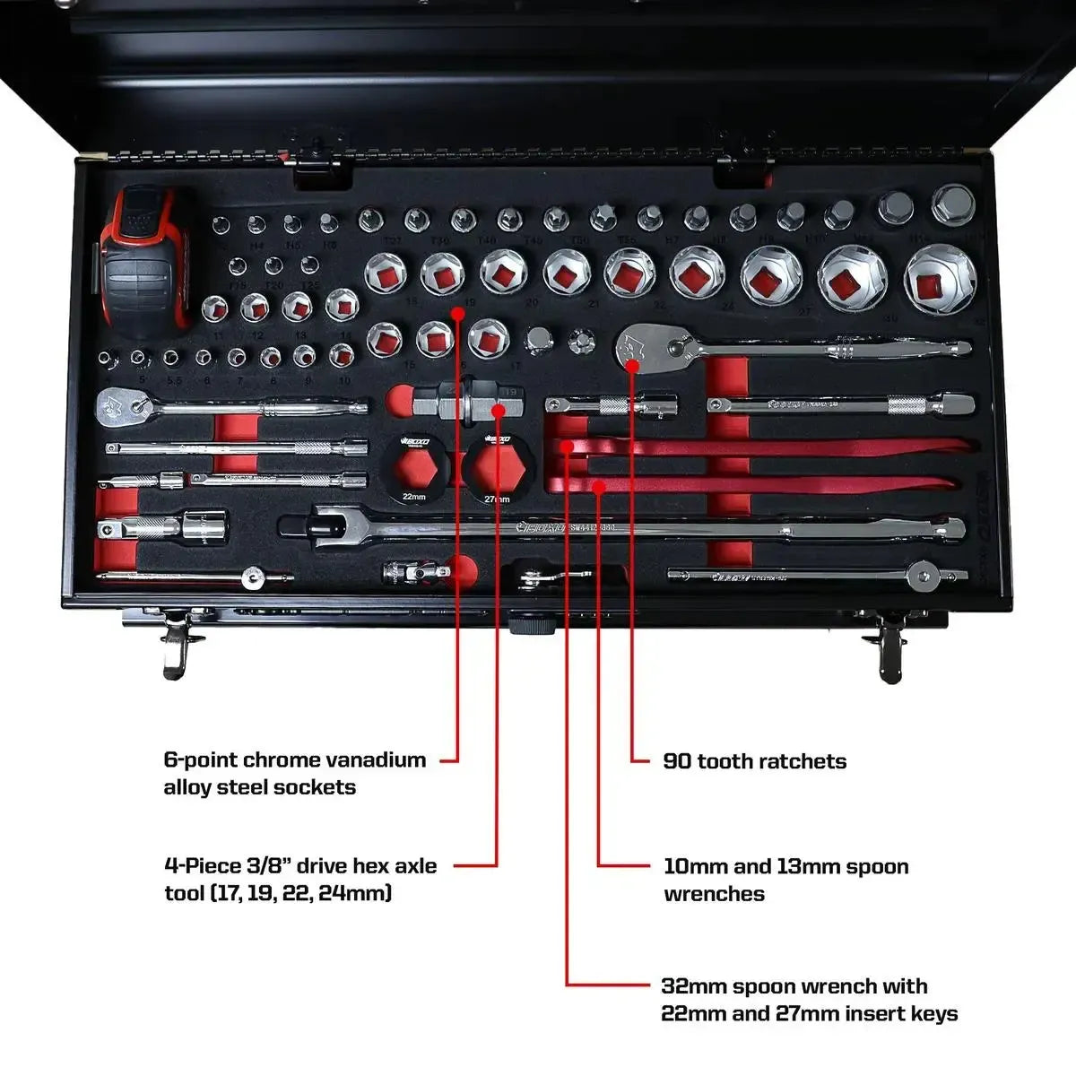 BoxoUSA 3-Drawer MotoBox – 103-Piece Motorcycle Tool Set