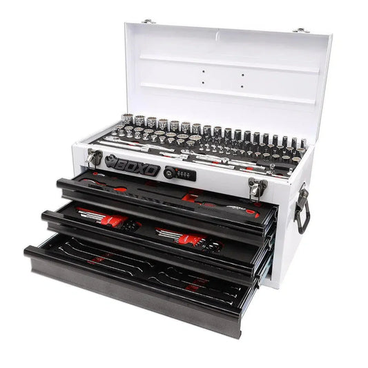 BoxoUSA 133-Piece Metric Tool Set – 3-Drawer Hand Carry Tool Box