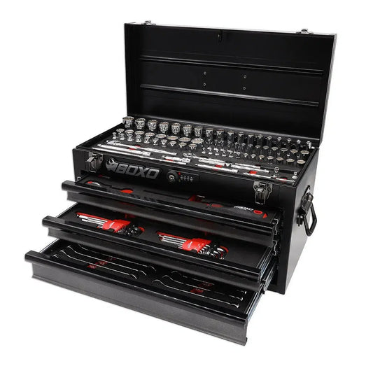 BoxoUSA 133-Piece Metric Tool Set – 3-Drawer Hand Carry Tool Box