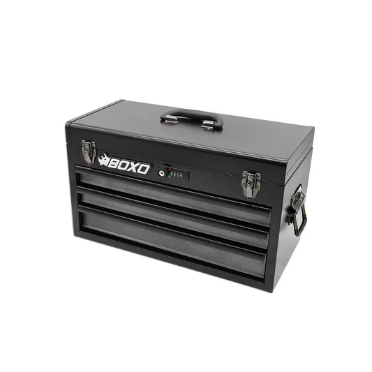 BoxoUSA 20" 3-Drawer Hand Carry Tool Box – Heavy-Duty Steel with Dual Locking System