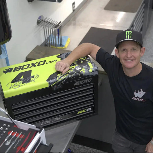 BoxoUSA Ricky Carmichael Limited Edition 5-Drawer MotoBox – 103-Piece Metric Motorcycle Tool Set