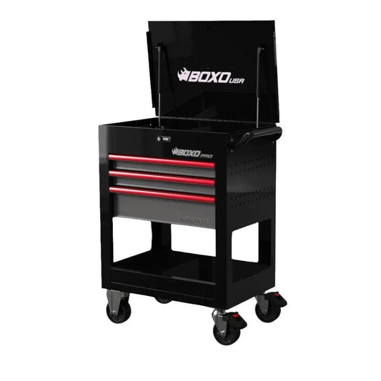 BoxoUSA Pro Series 28" 3-Drawer Flip Top Service Cart Tool Box