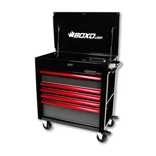 BoxoUSA Pro Series 35" 5-Drawer Flip Top Service Cart Tool Box