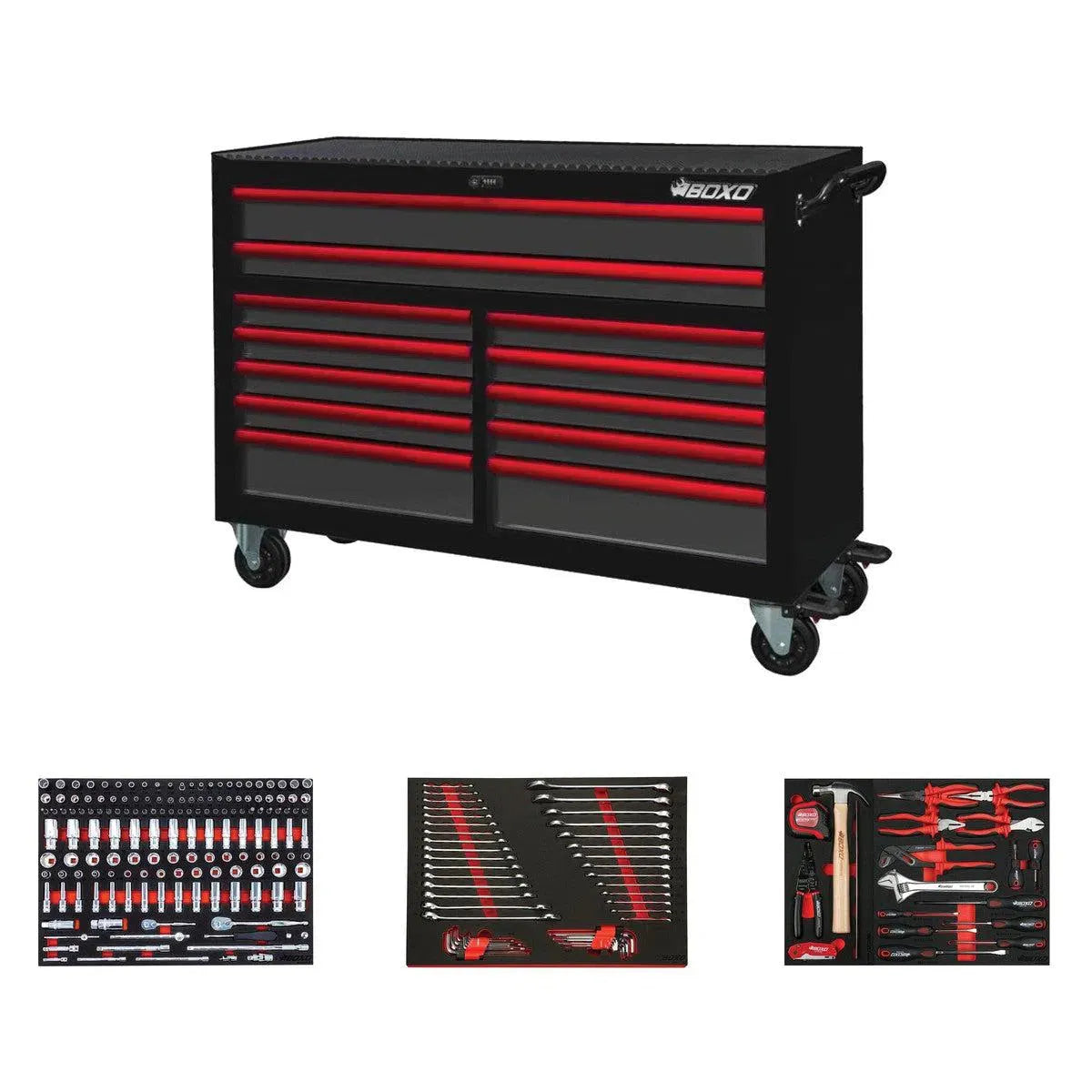 BoxoUSA Pro Series Loaded 53" 12-Drawer Rolling Tool Box