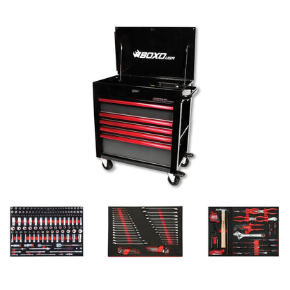 BoxoUSA Pro Series Loaded 35" 5-Drawer Flip-Top Service Cart Tool Box