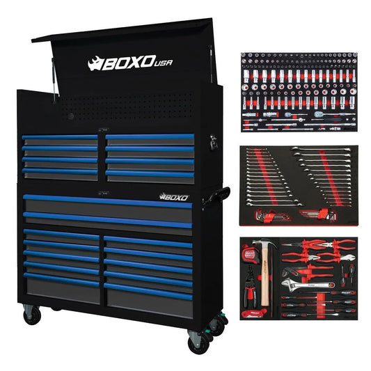 BoxoUSA Pro Series Loaded 53" 20-Drawer Rolling Tool Box Combo