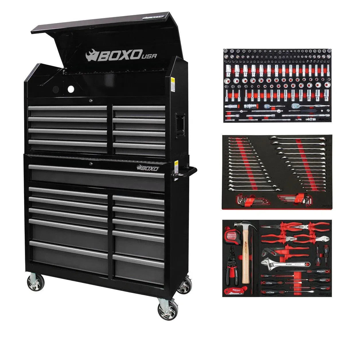 BoxoUSA Tech Series Loaded 41" 19-Drawer Rolling Tool Box