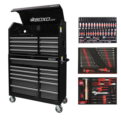 BoxoUSA Tech Series Loaded 41" 19-Drawer Rolling Tool Box