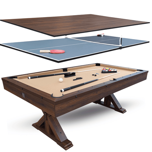 Espresso 7Ft 3 in 1 Multi Game Pool Table with Dining and Table Tennis Tops - RB4050A