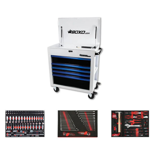 BoxoUSA Pro Series Loaded 35" 5-Drawer Flip-Top Service Cart Tool Box