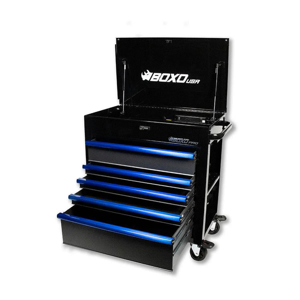 BoxoUSA Pro Series Loaded 35" 5-Drawer Flip-Top Service Cart Tool Box