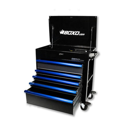 BoxoUSA Pro Series Loaded 35" 5-Drawer Flip-Top Service Cart Tool Box