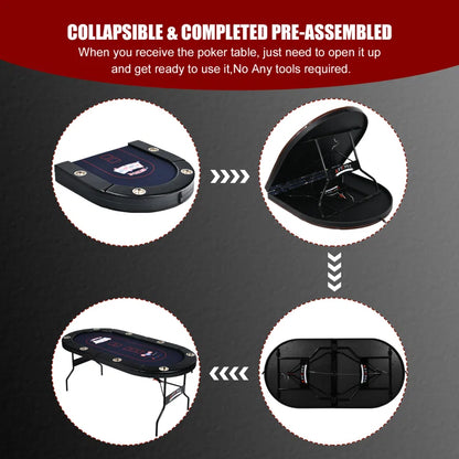 71'' 8 - Player Foldable Poker Table