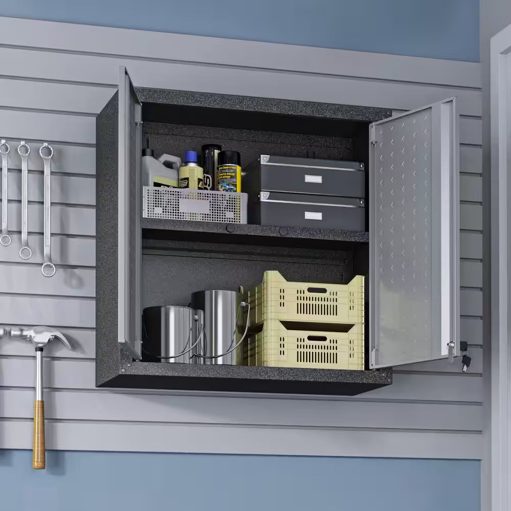 Fortress Metal 2-Shelf Wall Mounted Garage Cabinet in Gray (30 In. W X 30.3 In. H X 12.5 In. D)