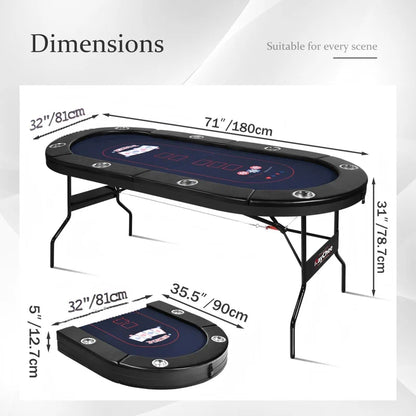 71'' 8 - Player Foldable Poker Table